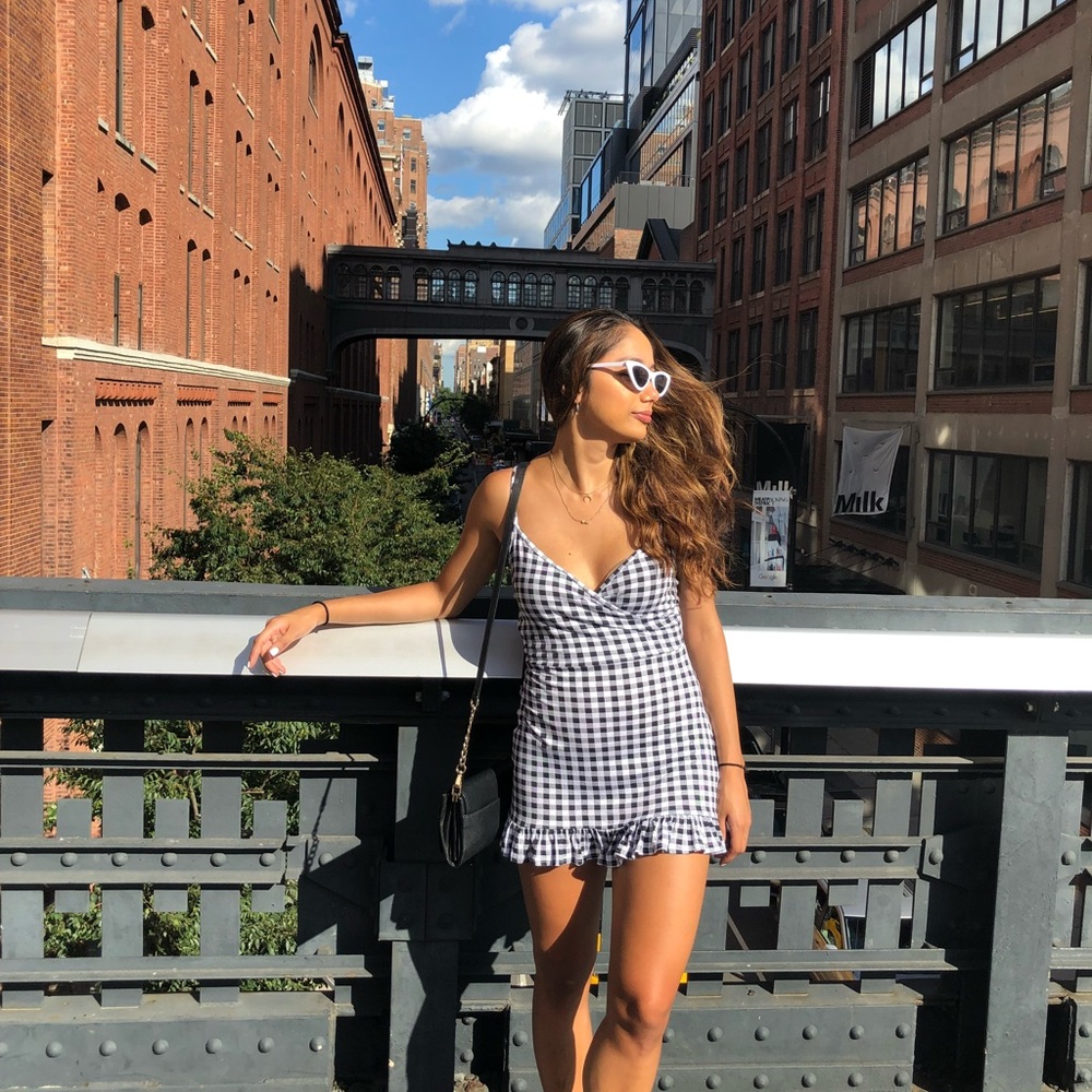 Gingham Print Mini Dress